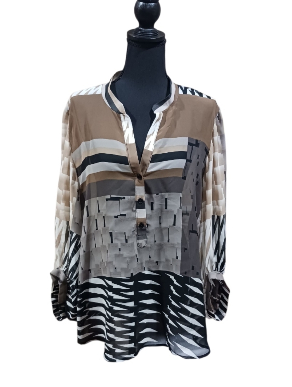 Joseph Ribkoff Georgette Mixed Print Boxy Tunic Blouse
